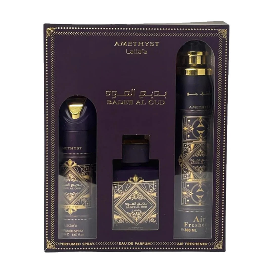 SET LATTAFA BADEE AL OUD AMETHYST 3 PCS